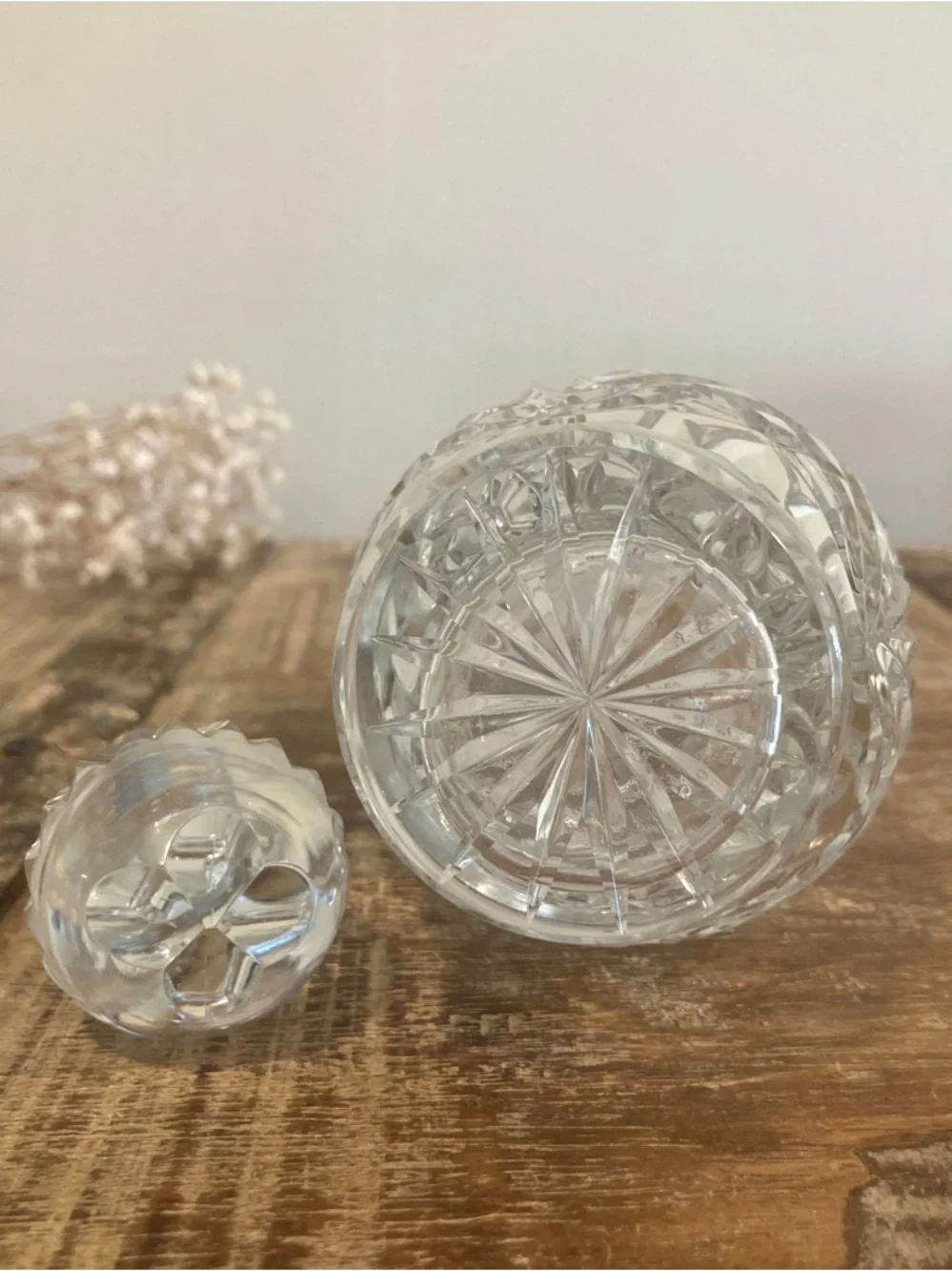 Cut Crystal Cruet Bottle with Stopper - 10”